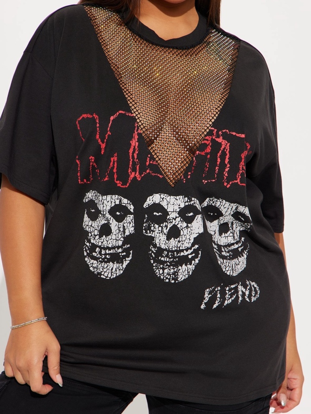 FN Misfits Skulls Rhinestone Tee-1X - Picture 3 of 3